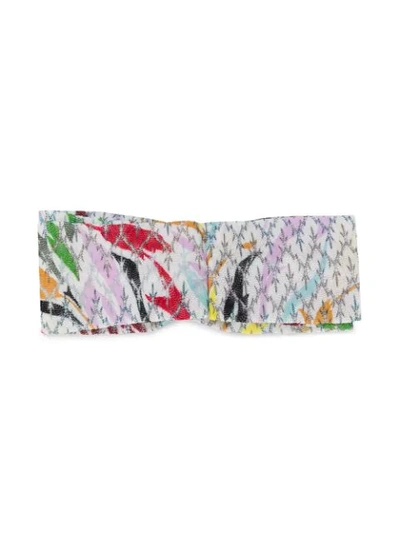 Shop Missoni Embroidered Ruched Hair Band In White