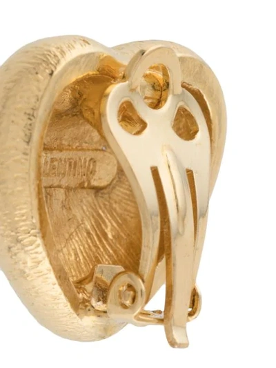 Pre-owned Valentino Garavani 1980s Heart-shaped Clip-on Earrings In Gold