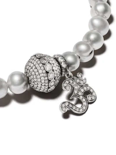 Shop Loree Rodkin Diamond-embellished Pearl Bracelet In Silver