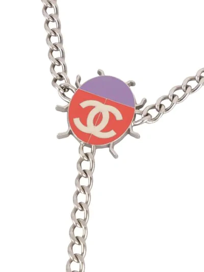 Pre-owned Chanel Cc Ladybird Chain Belt In Silver