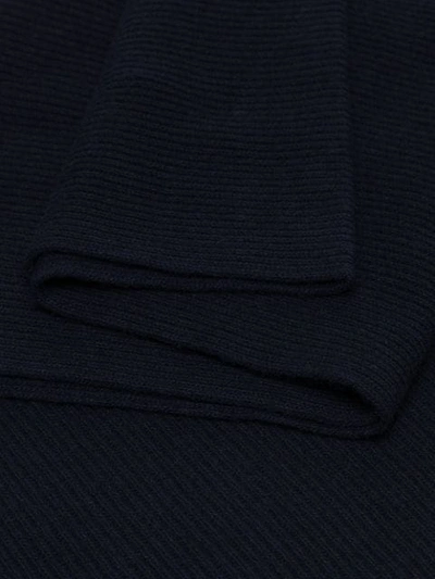 Shop Ganni Ribbed-knit Long Scarf In Blue