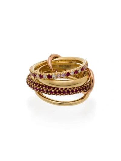 Shop Spinelli Kilcollin Embellished Stackable Ring In Gold