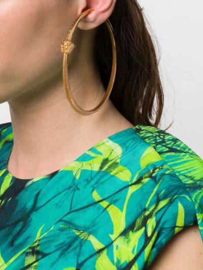 Shop Versace Greca Hoop Ear Cuffs In Gold