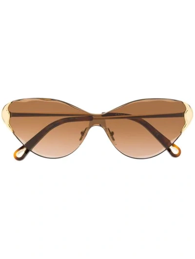 Shop Chloé Curtis Cat-eye Frame Sunglasses In Gold