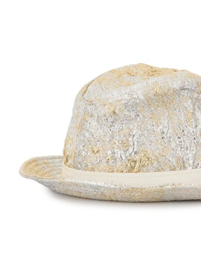 Shop Dolce & Gabbana Metallic-finish Fedora Hat In Neutrals