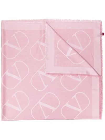 Shop Valentino Vlogo Jacquard Scarf In Pink