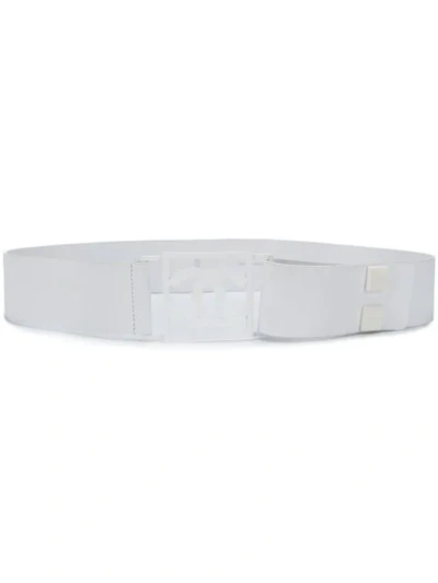 Pre-owned Chanel Square Cc Belt In White