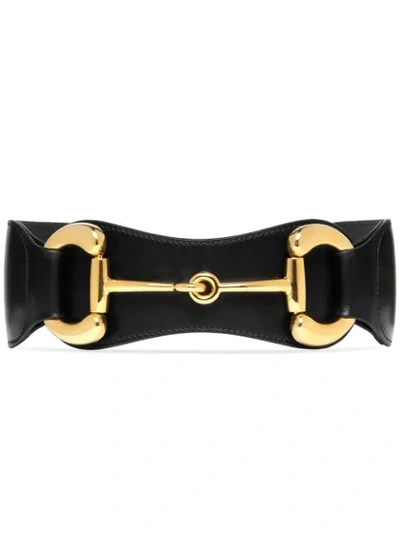 Shop Gucci Signature Horsebit Buckle Belt In Black