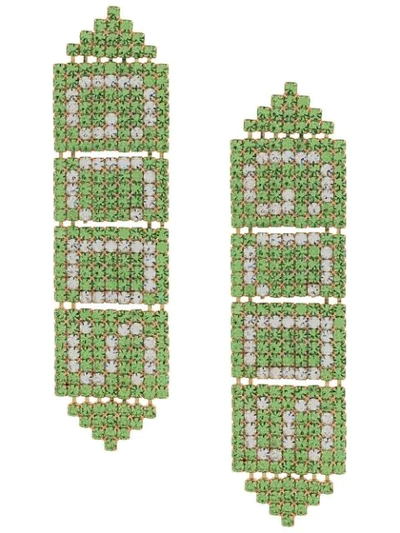 Shop Gcds Embellished Logo Earrings In Green