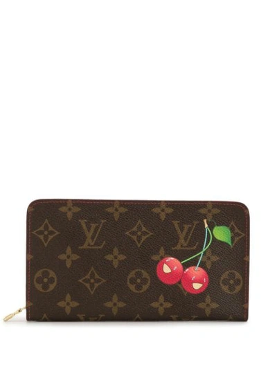 Pre-owned Louis Vuitton X Takashi Murakami  Cherry Zipped Wallet In Brown
