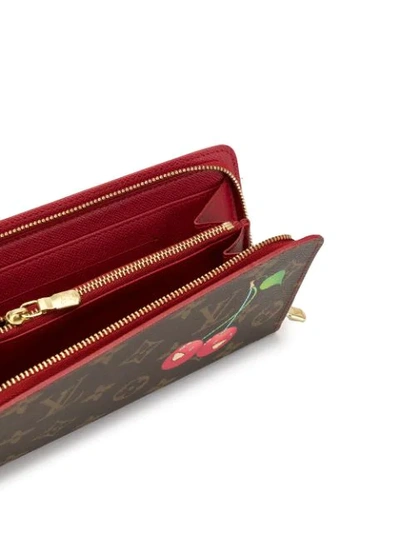 Pre-owned Louis Vuitton X Takashi Murakami  Cherry Zipped Wallet In Brown
