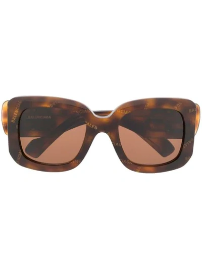 Shop Balenciaga Paris D Frame Sunglasses In Brown