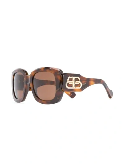 Shop Balenciaga Paris D Frame Sunglasses In Brown