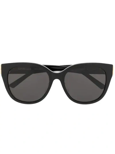 Shop Balenciaga Cat-eye Tinted Bb Sunglasses In Black
