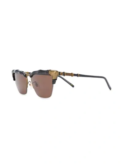 Shop Gucci Navigator Frame Sunglasses In Black