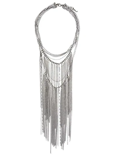 Shop Fabiana Filippi Chain Fringed Necklace In Silver