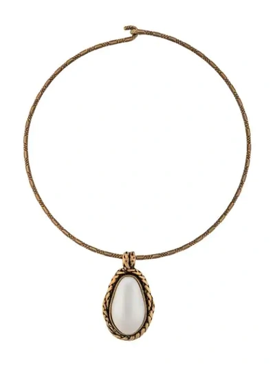 Shop Alexander Mcqueen White Stone Choker Necklace In Gold