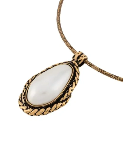 Shop Alexander Mcqueen White Stone Choker Necklace In Gold