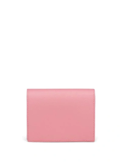 Shop Prada Small Logo Plaque Wallet In Pink