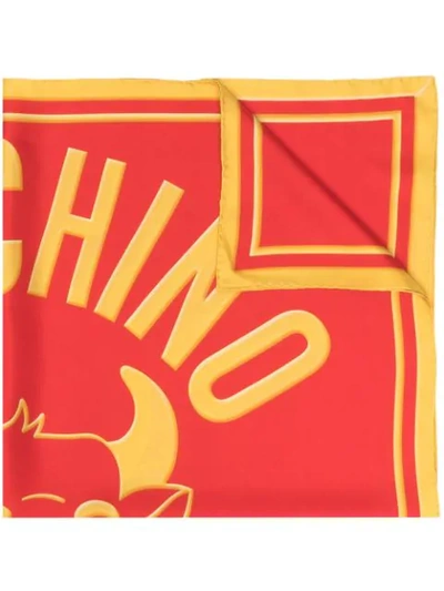 Shop Moschino Logo-print Square-shape Scarf In Red