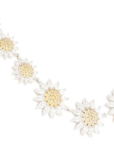 Shop Atelier Swarovski Crystal Embellished Sunflower Necklace In Silver