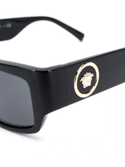 Shop Versace Rectangular Frame Sunglasses In Black