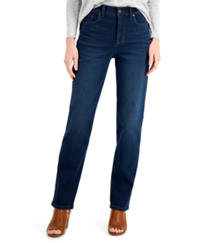 Shop Style & Co Petite High-rise Natural Straight-leg Jean, Created For Macy's In Archer Wash