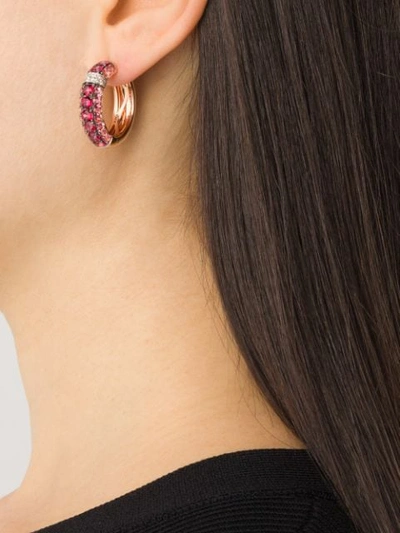 Shop Brumani 18kt Gold Diamond Yara Hoop Earrings In Rose Gold And Pink