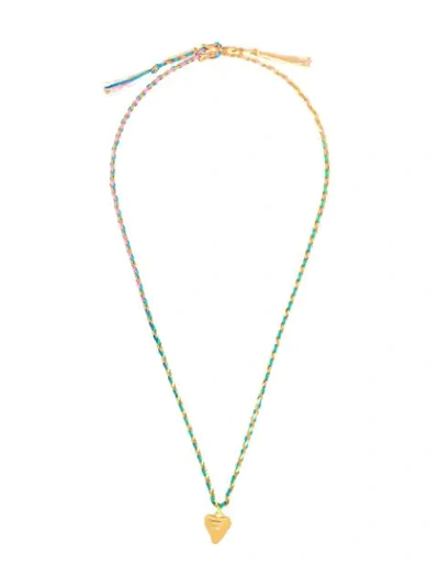 Shop Venessa Arizaga Rainbow Cali Braided Necklace In Blue