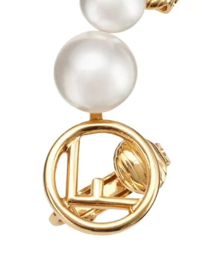 Shop Fendi F Is  Pearl Clip Ear Cuff In White