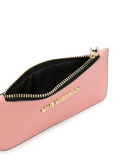 Shop Love Moschino Logo Zipped Wallet In Pink