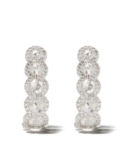 David Morris 18kt White Gold Rose-cut Diamond Size 2 Hoop Earrings In White Gold