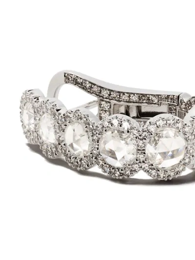 David Morris 18kt White Gold Rose-cut Diamond Size 2 Hoop Earrings In White Gold