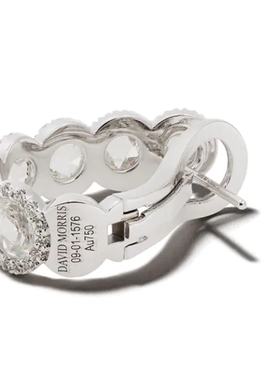David Morris 18kt White Gold Rose-cut Diamond Size 2 Hoop Earrings In White Gold