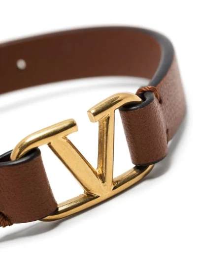 Shop Valentino Vlogo Buckled Bracelet In Brown
