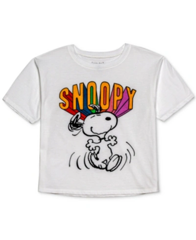 Shop Peanuts Juniors' Snoopy-graphic Cropped T-shirt In White