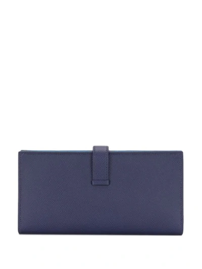Pre-owned Hermes 2018  Souffle Wallet In Blue