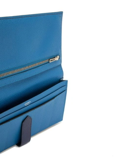 Pre-owned Hermes 2018  Souffle Wallet In Blue