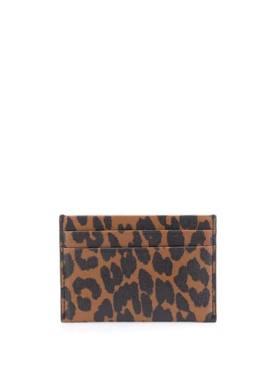 Shop Ganni Leopard-print Cardholder In Brown
