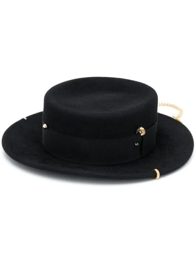 Shop Ruslan Baginskiy Chain-trimmed Hat In Black