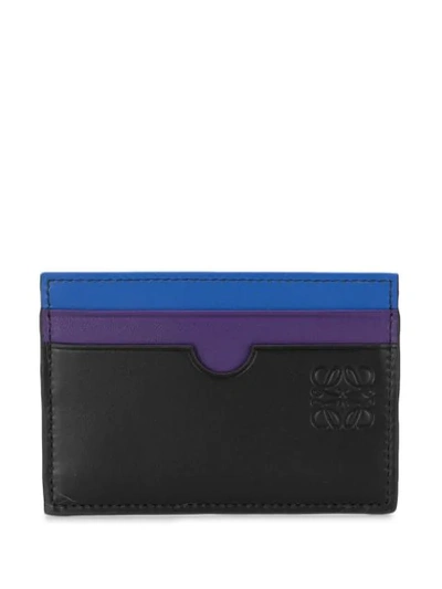Shop Loewe Colour-block Leather Cardholder In Black