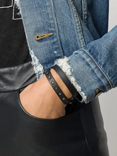 Shop Diesel Studded Double-wrap Bracelet In Black