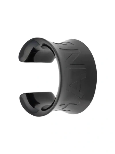 Pre-owned Chanel 2005 Debossed Logo Cuff In Black