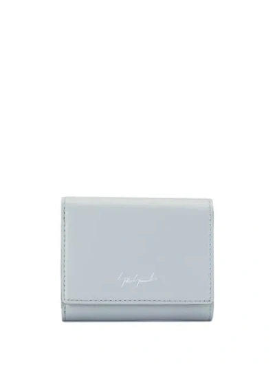 Shop Discord Yohji Yamamoto Embroidered Logo Trifold Wallet In Grey