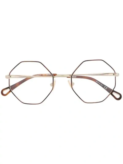 Chloé Gold & Tortoiseshell Joni Octagonal Glasses In Gold