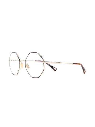 Chloé Gold & Tortoiseshell Joni Octagonal Glasses In Gold
