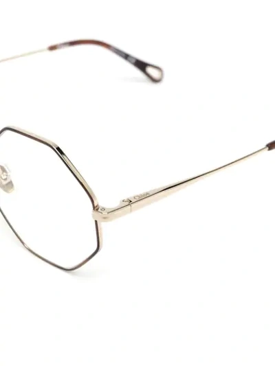 Chloé Gold & Tortoiseshell Joni Octagonal Glasses In Gold