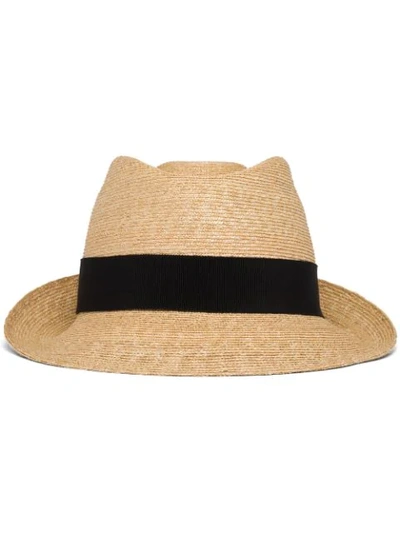 Shop Prada Woven Straw Hat In Neutrals