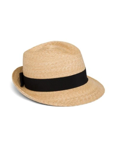Shop Prada Woven Straw Hat In Neutrals
