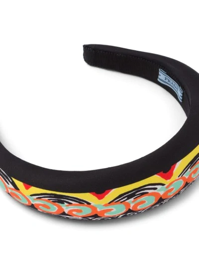 Shop Prada Patterned Padded Headband In Black
